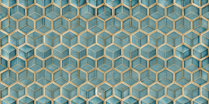 Geometric and Abstract Patterns Azure HexaCube