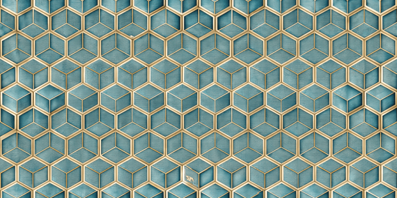 Geometric and Abstract Patterns Azure HexaCube