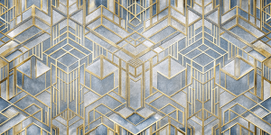 Geometric and Abstract Patterns Gilded Geometric Symphony