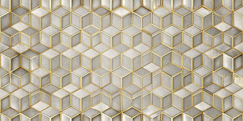 Geometric and Abstract Patterns Golden Cube Harmony