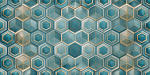 Geometric and Abstract Patterns Golden Hex Blue