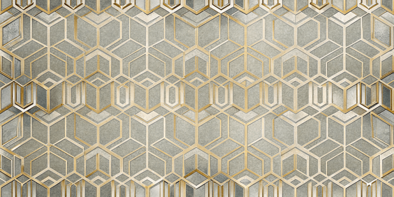 Geometric and Abstract Patterns Golden Hexa Mosaic