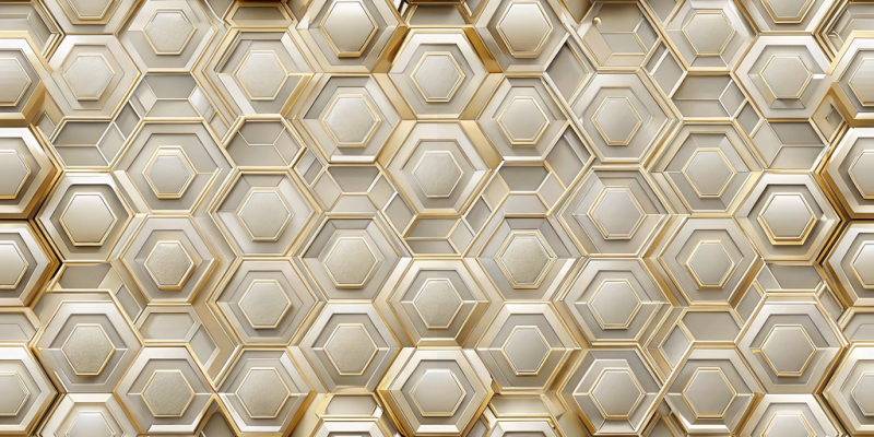 Geometric and Abstract Patterns Golden Hexadepth