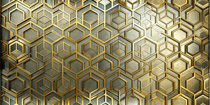 Geometric and Abstract Patterns Golden Hexagon Harmony