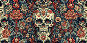 Retro Designs Floral Skull Reverie