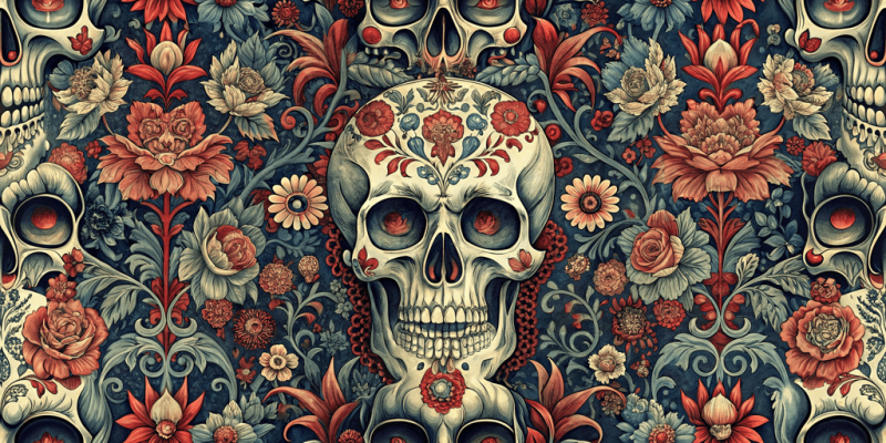 Retro Designs Floral Skull Reverie