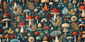 Retro Designs Vintage Mushroom Garden