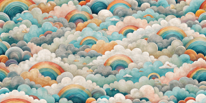 Retro Designs Vintage Rainbow Clouds
