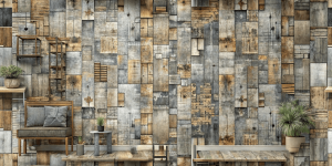 Textured and Faux Finishes Rustic Timber Mosaic