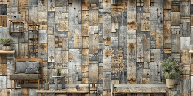Textured and Faux Finishes Rustic Timber Mosaic