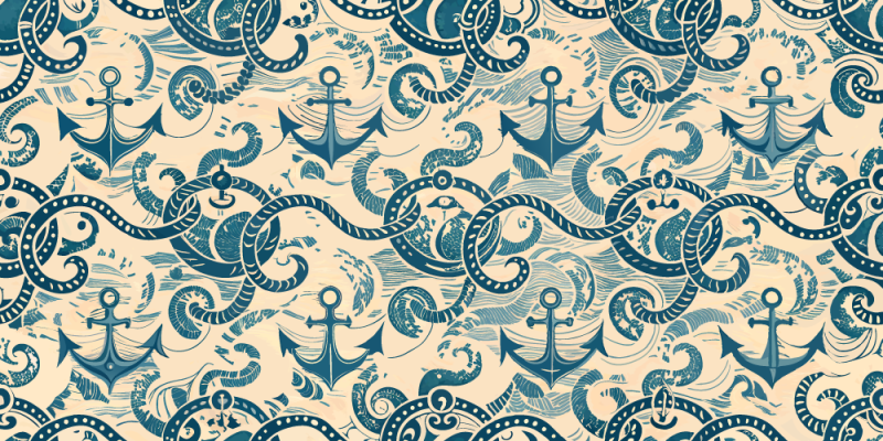Nautical themes Ocean Waves and Anchors